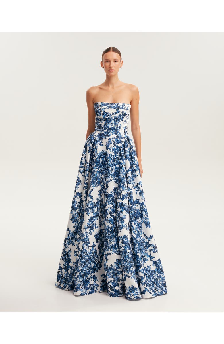 Milla Ravishing Blue Hydrangea Corset Maxi Dress, Alternate, color, Blue-Double