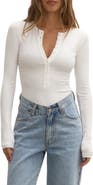 Bayse Lara Rib Henley Bodysuit