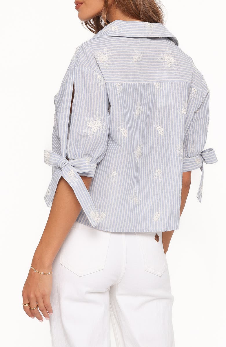 Petal & Pup Floriana Embroidered Tie Sleeve Shirt, Alternate, color, Blue Stripe