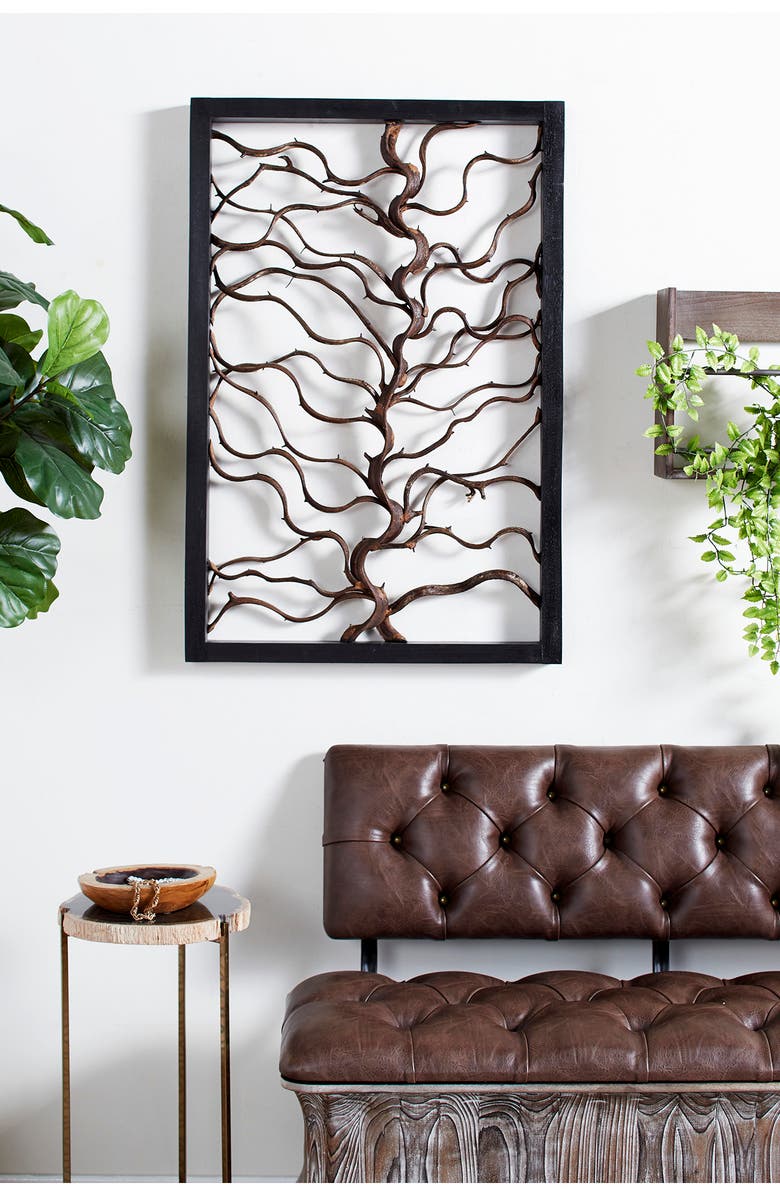 SONOMA SAGE HOME Black Rustic Teak Wood Wall Decor, 36 x 24, Alternate, color, Black