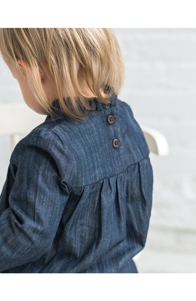 Kendi Chantal Chambray Ruffle Romper, Alternate, color, Chambray