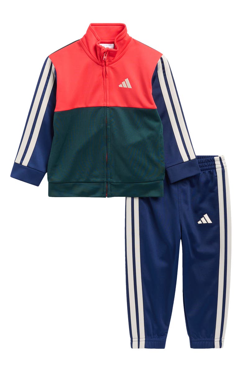 adidas Colorblock Tricot Track Jacket & Pants Set, Main, color, Bright Red