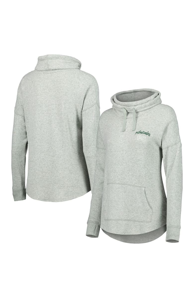 BOXERCRAFT Women's Heathered Green Portland Timbers Cuddle Tri-Blend Pullover Sweatshirt, Main, color, Heather Green