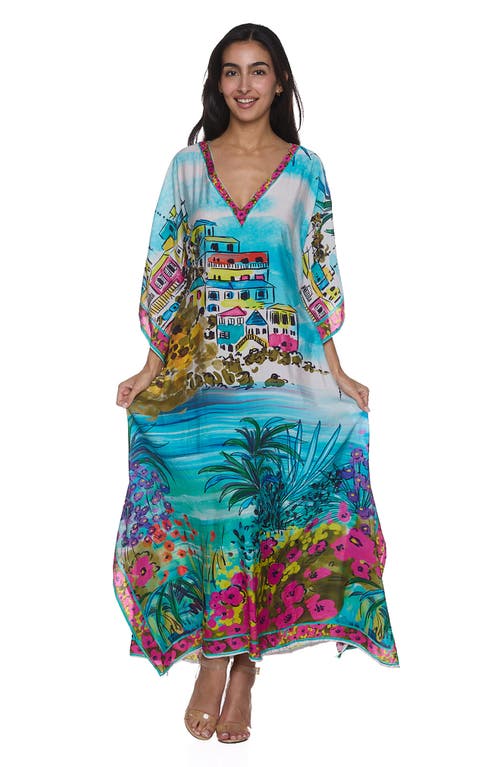 Ranee's Ranees V-neck Cotton Caftan In Multi