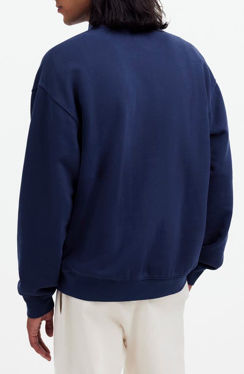 Madewell Relaxed Fit Cotton Blend Quarter Zip Pullover In Blue