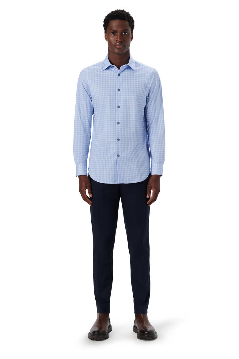 OoohCotton® Geometric Print Button-Up Shirt, Alternate, color, SKY