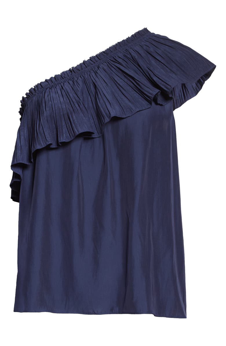 Ramy Brook One-Shoulder Pleat Ruffle Top, Alternate, color, 