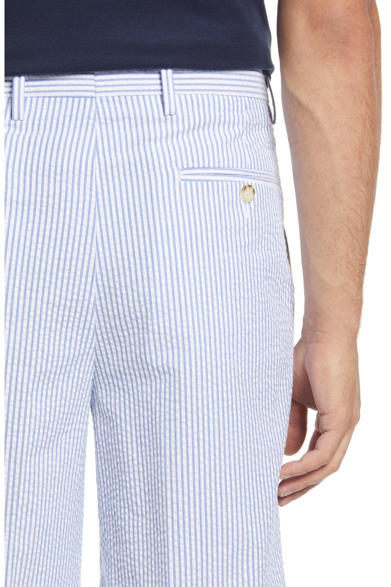 Pleated Seersucker Shorts, Alternate, color, LIGHT BLUE