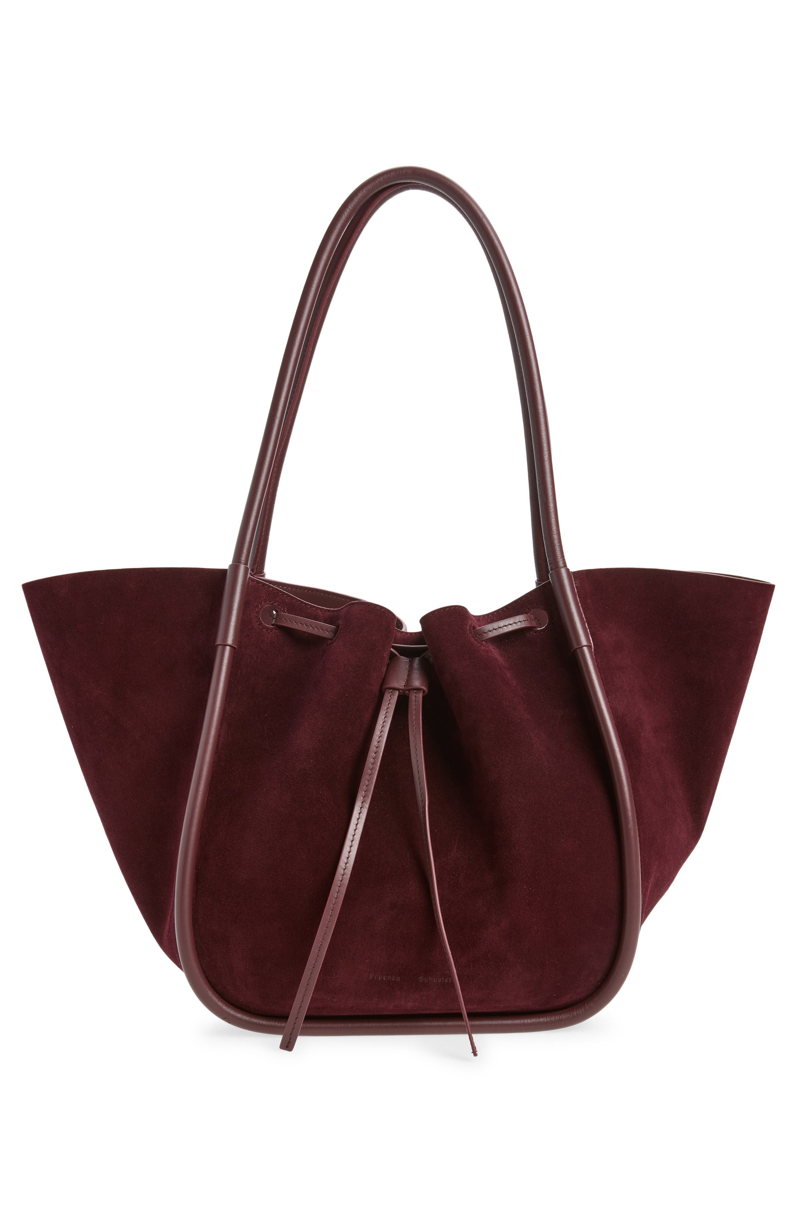 Large Ruched Leather Tote, Alternate, color, OXBLOOD