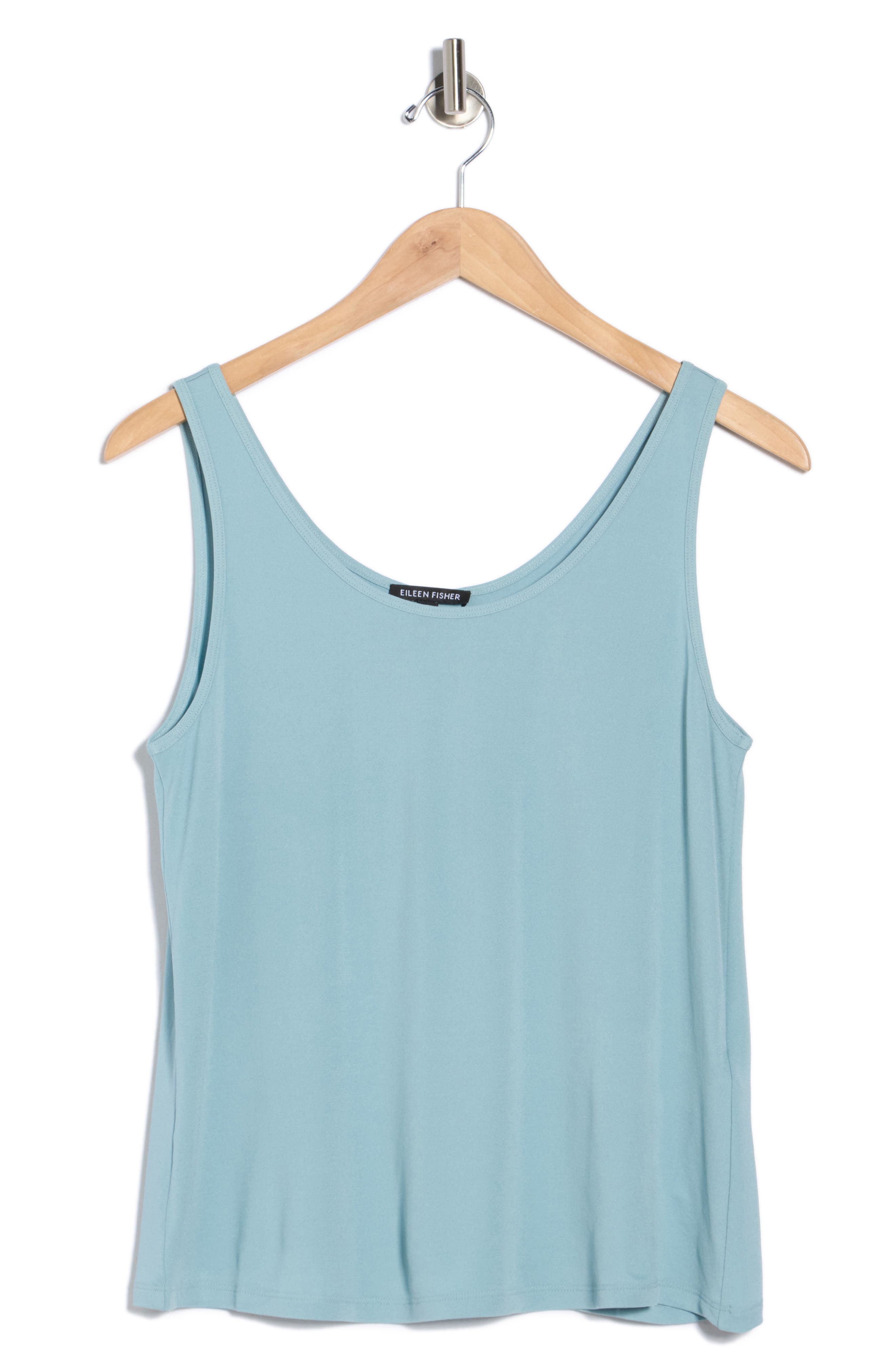 Eileen Fisher Slim Fit Scoop Neck Silk Tank
