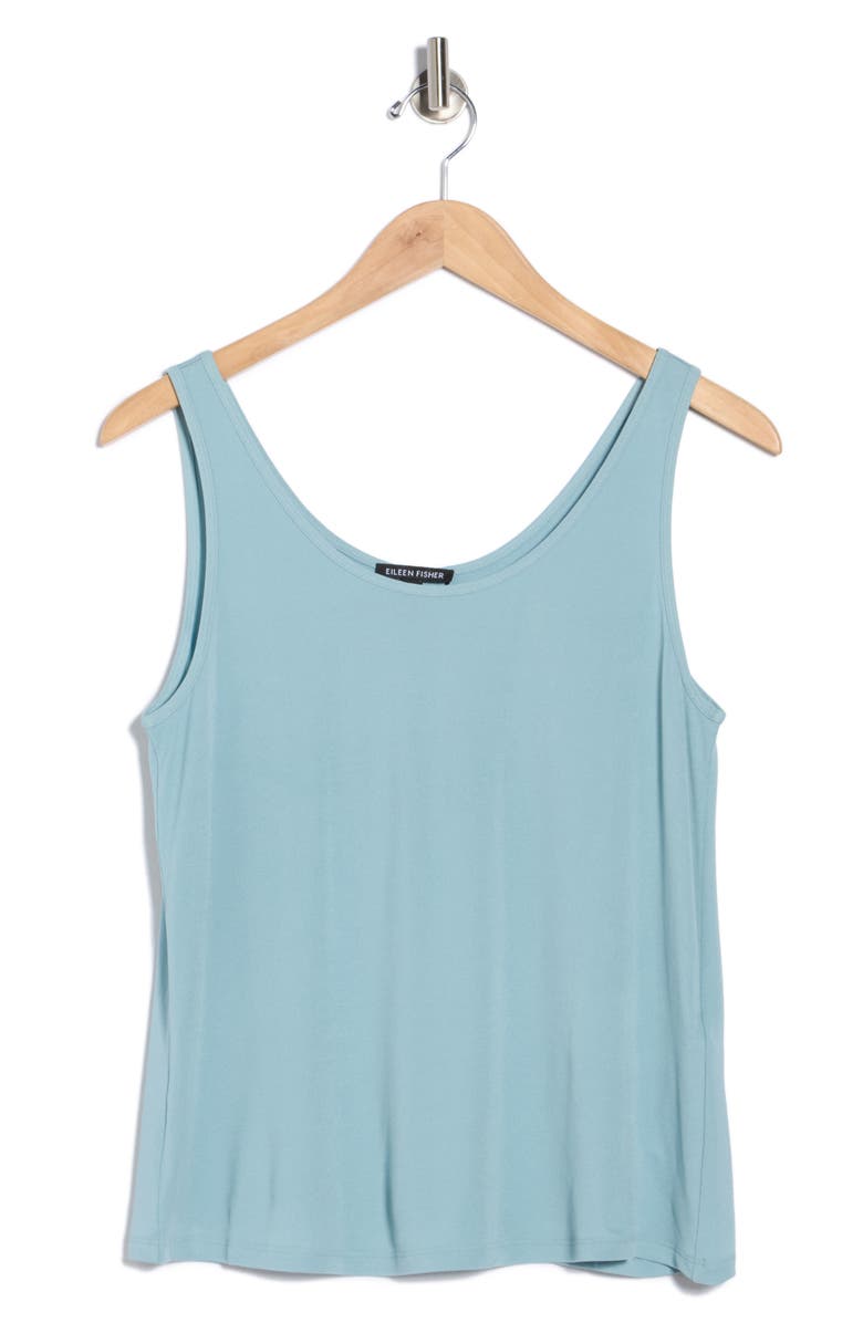 Eileen Fisher Slim Fit Scoop Neck Silk Tank, Alternate, color, Seafoam