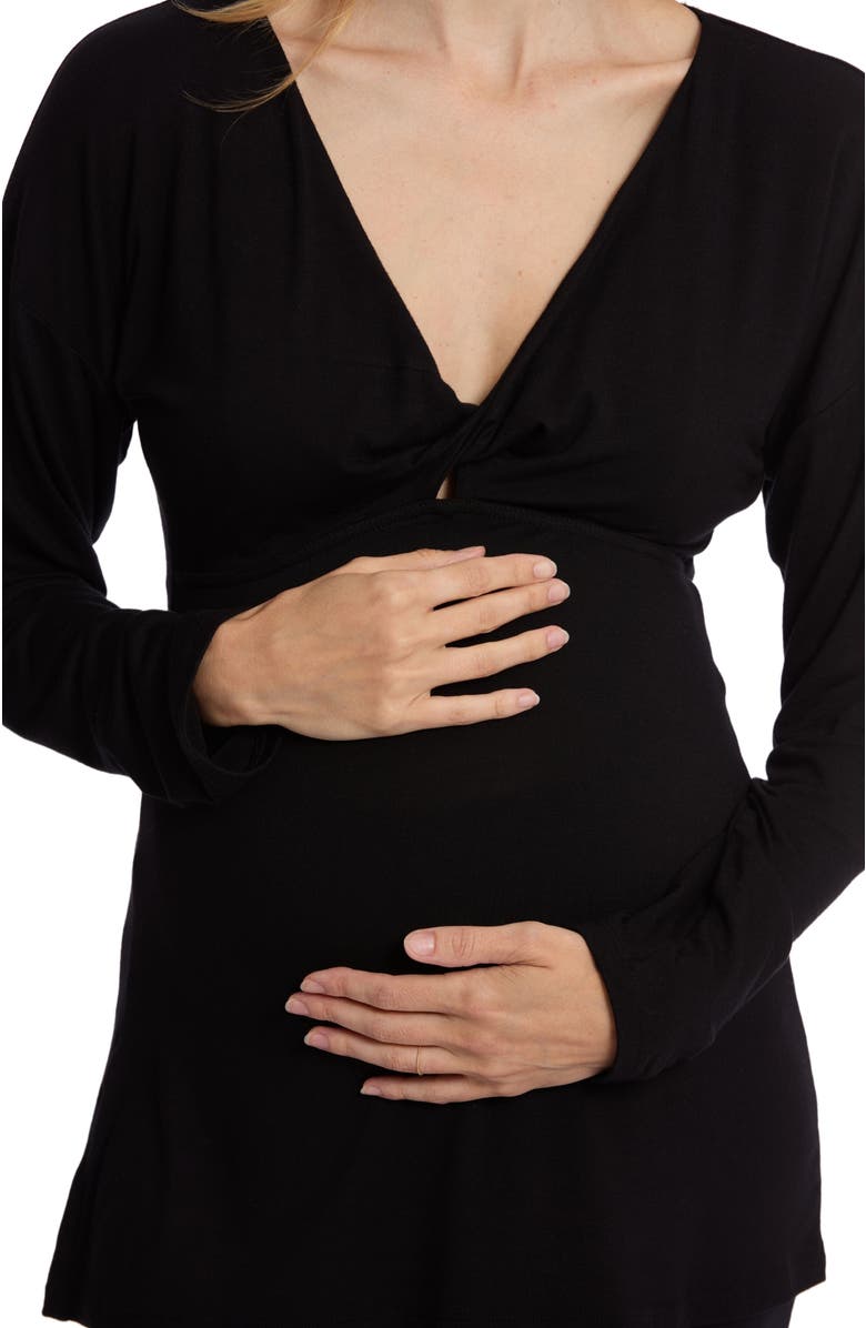 Cache Coeur Louna Maternity and Nursing Long Sleeve T-Shirt, Alternate, color, Black