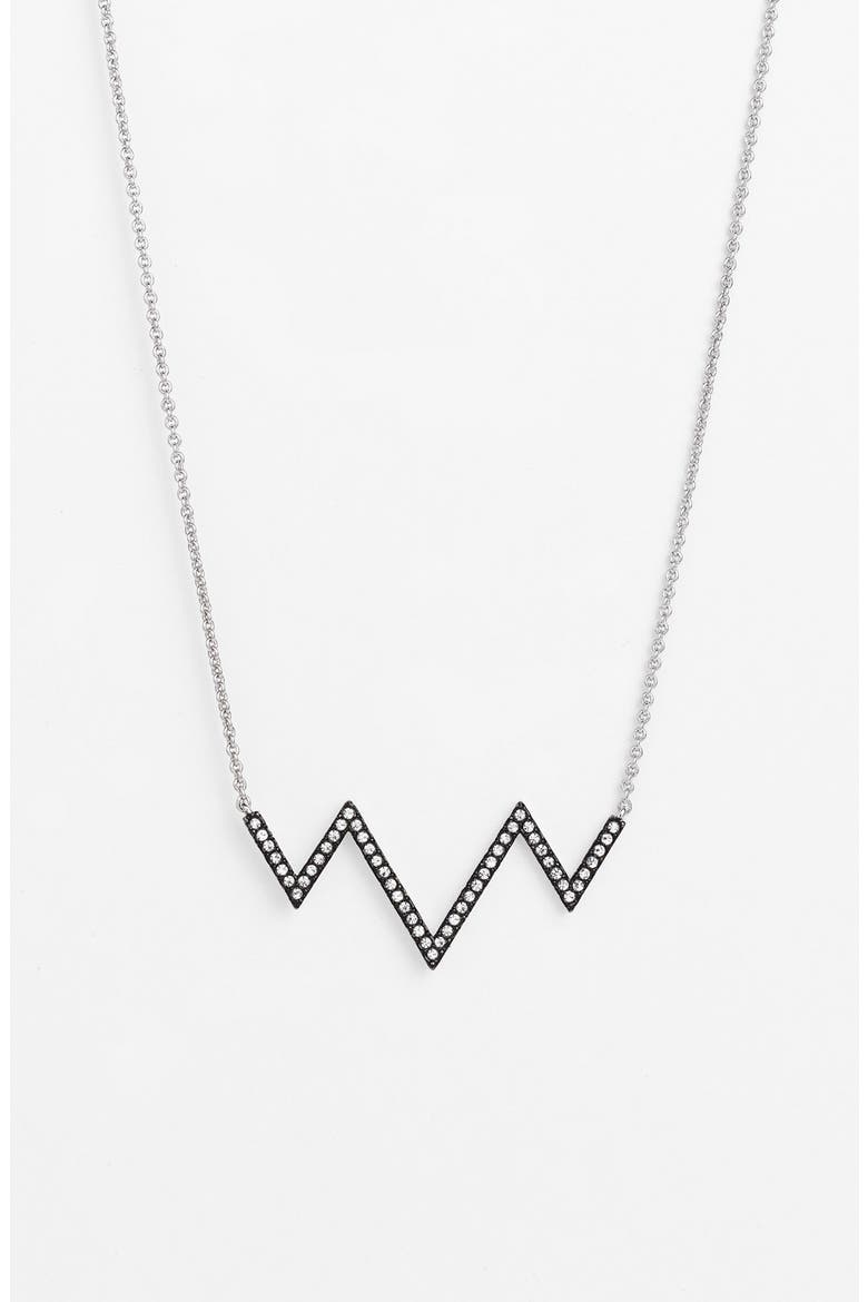 Chevron Pendant Necklace, Main, color, SILVER/ BLACK DIAMOND