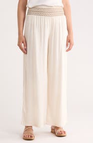 Bagatelle Smocked Waist Wide Leg Pants
