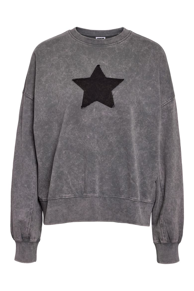 Robin Star Appliqué Cotton Sweatshirt, Alternate, color, CHARCOAL GRAY DETAIL WASHED