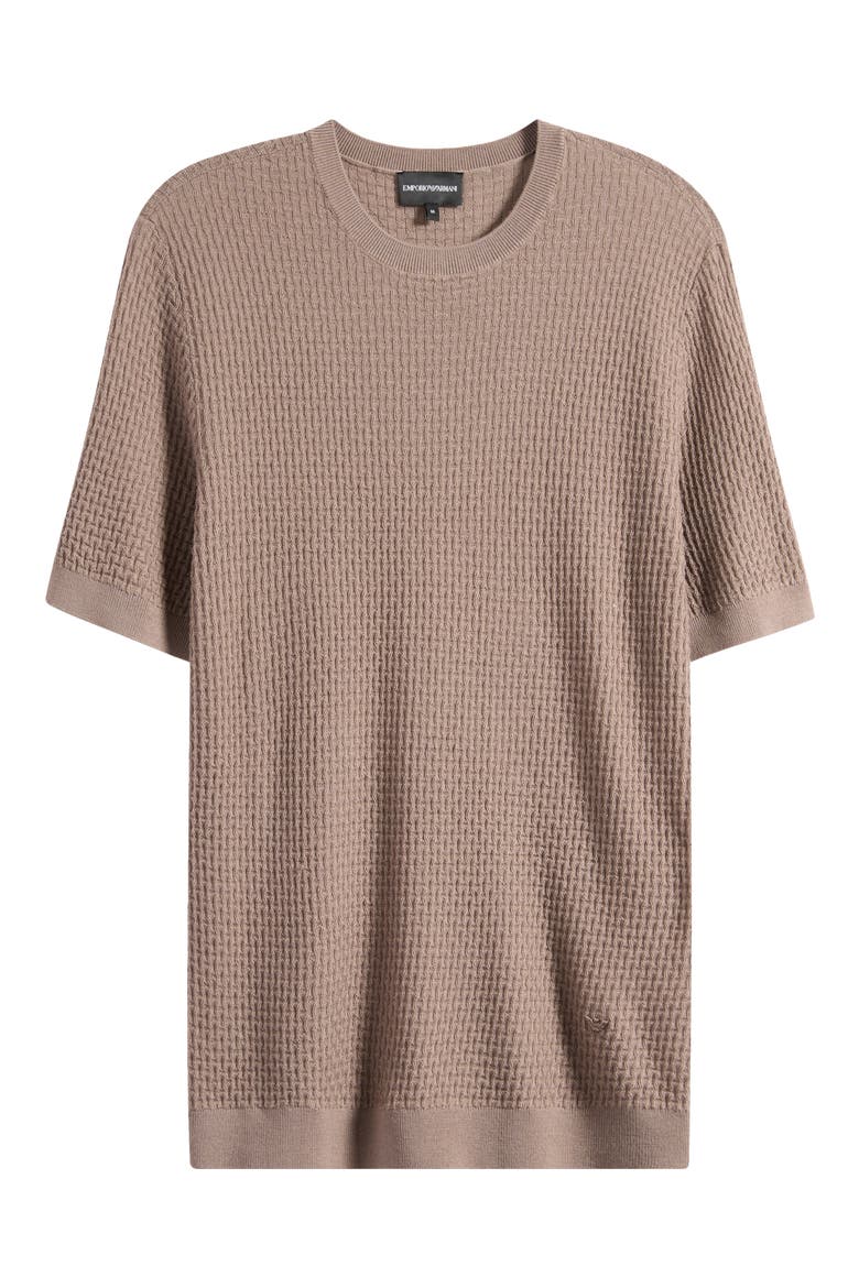 Short Sleeve Textured Wool Crewneck Sweater, Alternate, color, TAN