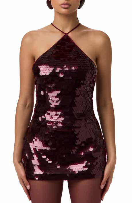 Naked Wardrobe Oversize Sequin Halter Top