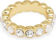 Kurt Geiger London Crystal & Faux Pearl Eternity Ring