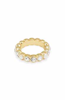 Kurt Geiger London Crystal & Faux Pearl Eternity Ring