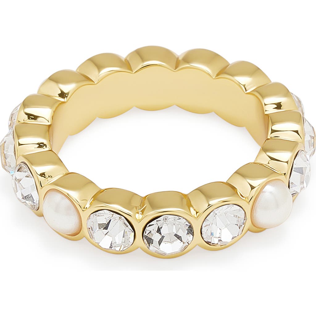 KURT GEIGER KURT GEIGER LONDON CRYSTAL & FAUX PEARL ETERNITY RING