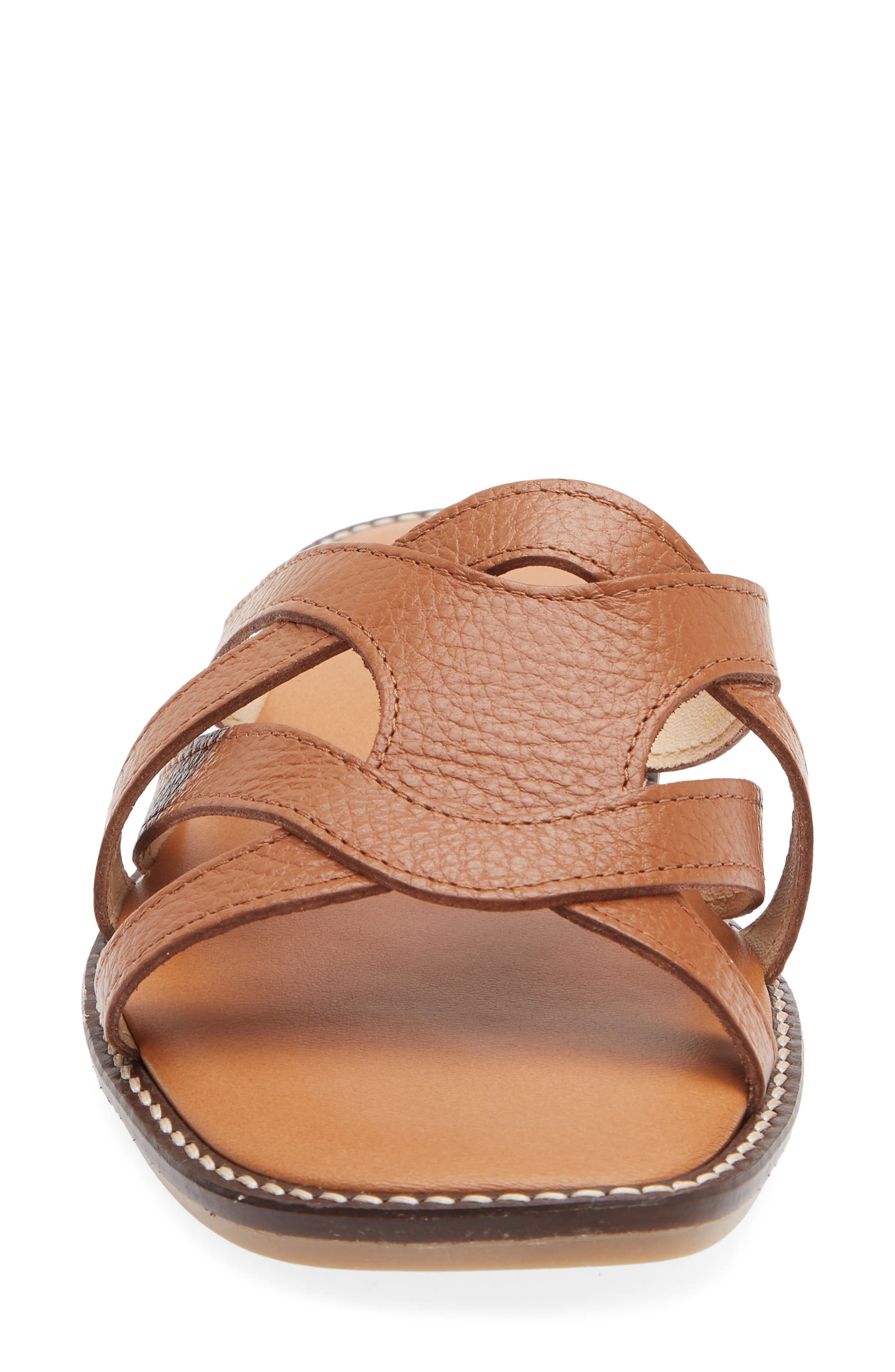 Francine Leather Slide Sandal, Alternate, color, COGNAC