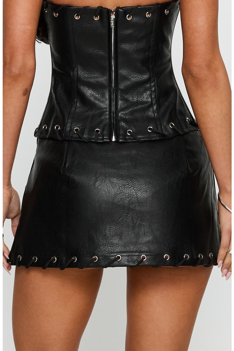 Barricade Grommet Faux Leather Skort, Alternate, color, BLACK