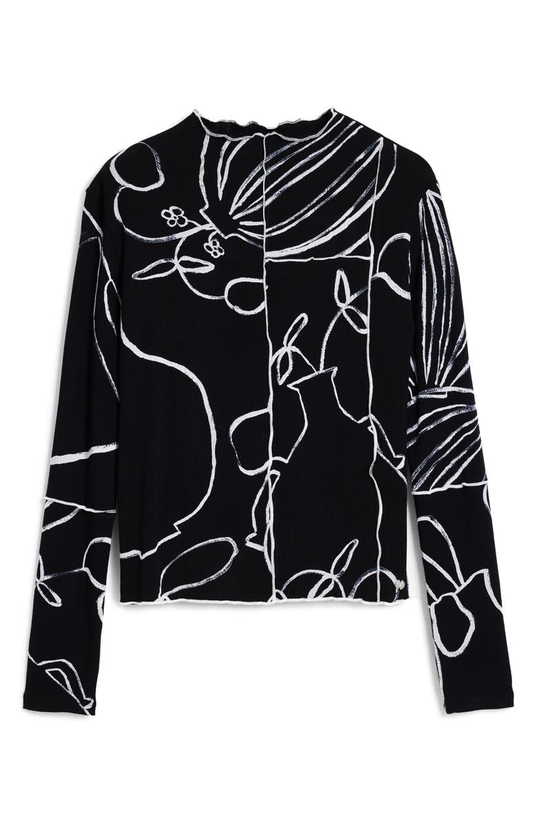 Desigual Long Sleeve Crop T-Shirt, Alternate, color, Black