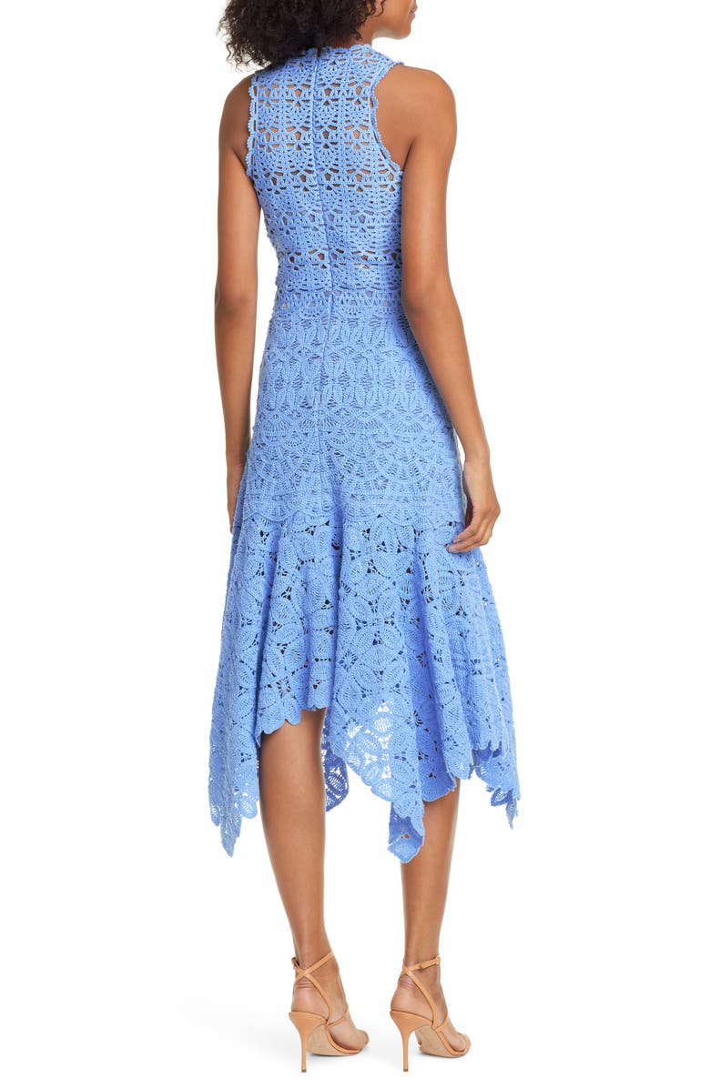 Simkhai Jonathan Simkhai Handkerchief Hem Crochet Lace Midi Dress, Alternate, color, 