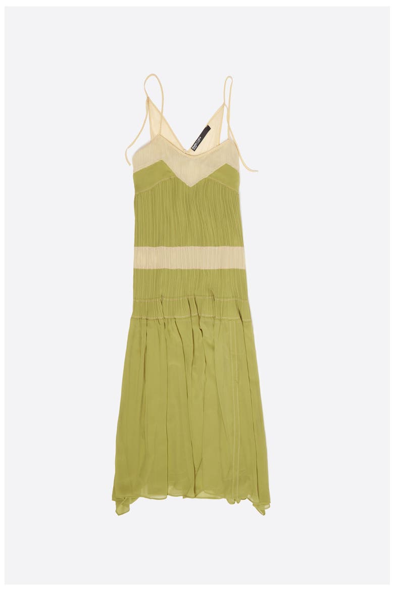 Two-Tone Pleated A-Line Strappy Dress, Alternate, color, LIGHT GREEN