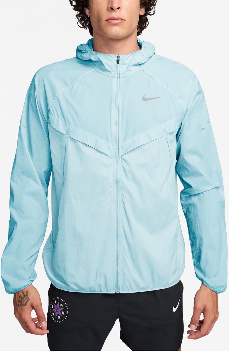 Nike Stride Dri-FIT UV Hooded Running Jacket, Main, color, Glacier Blue