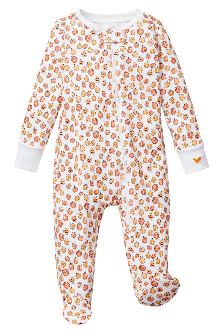 Cotton Fitted Footie, Main, color, ORANGE