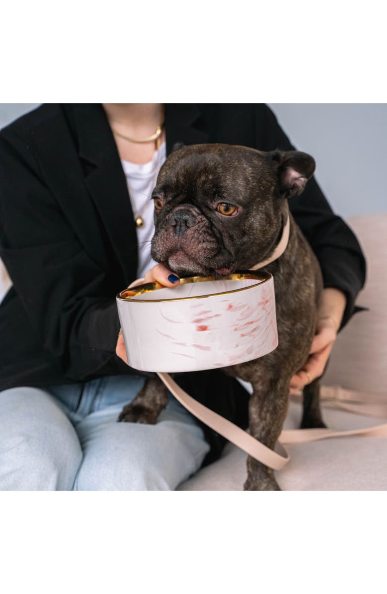 Dexypaws Marble Dog Bowl Blush Pink 
Gold Accent, Alternate, color, 