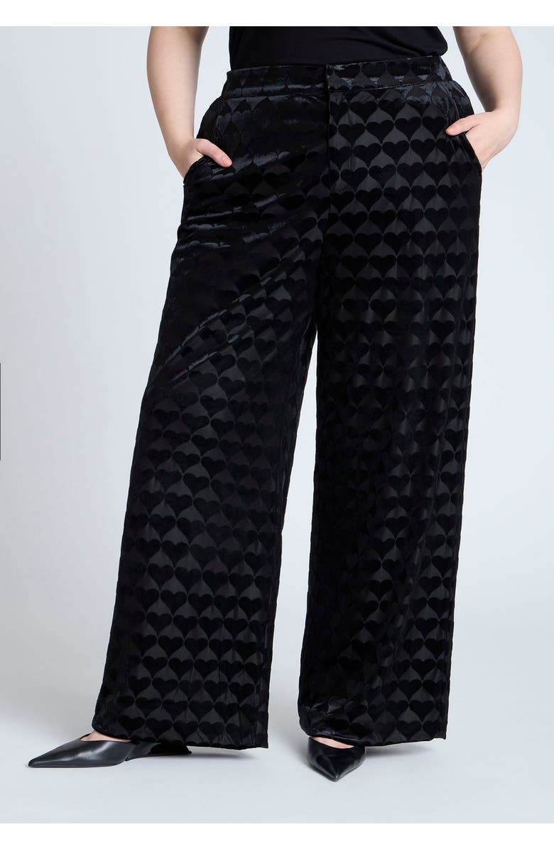 ELOQUII Heart Velvet Pant, Alternate, color, Black Onyx