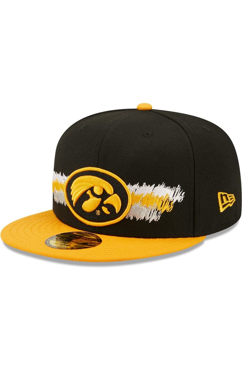 New Era Men's New Era Black Iowa Hawkeyes Scribble 59FIFTY Fitted Hat, Alternate, color, 