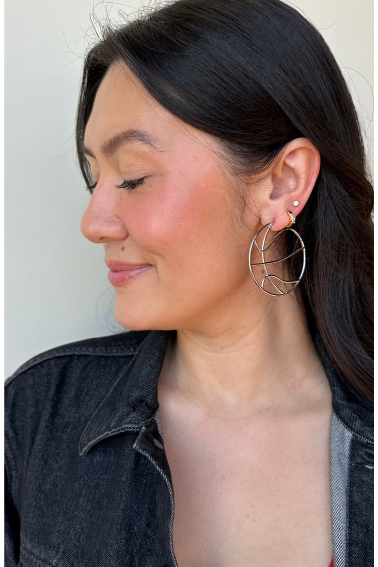 Basketball Hoops Earrings, Alternate, color, Silver