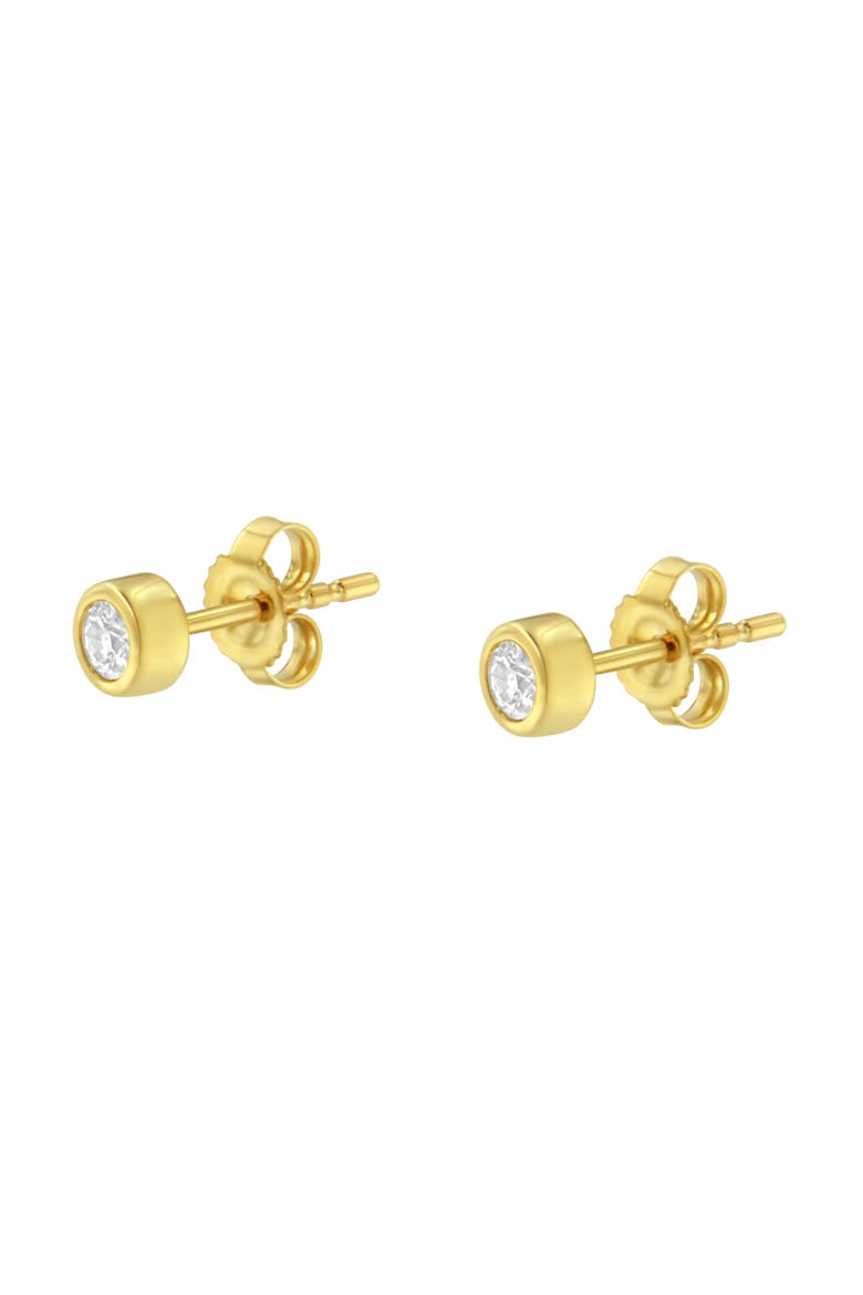 10K Gold 1/7 Ct Round Diamond Bezel- Stud Earrings, Alternate, color, Yellow
