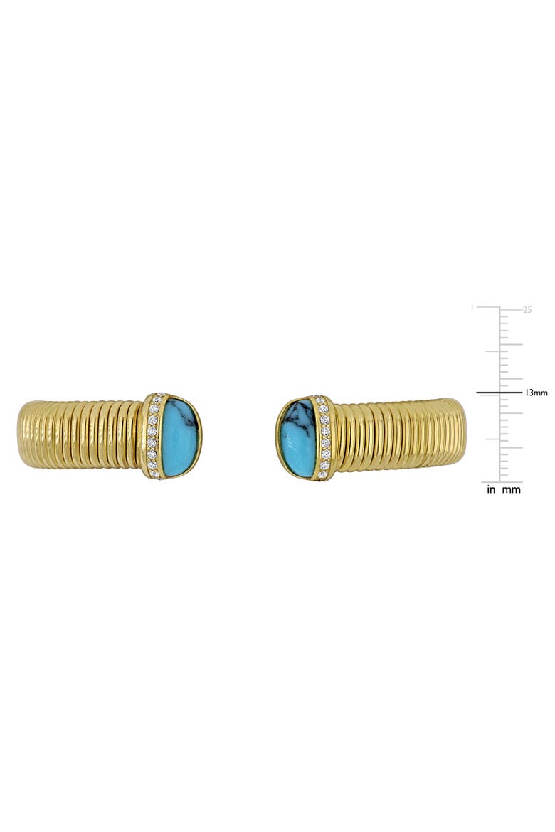 Turquoise & Cubic Zirconia Open Bangle Bracelet, Alternate, color, Turquoise