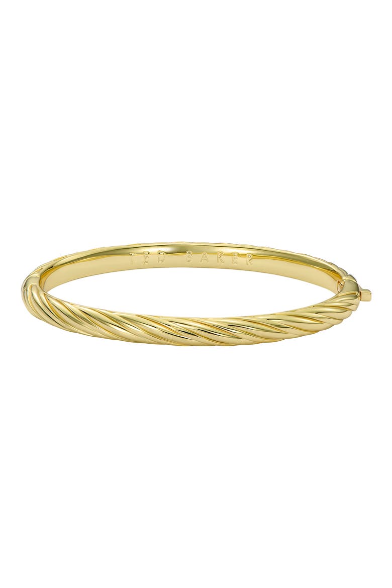 Melissa Metal Twist Hinged Bangle, Main, color, GOLD TONE