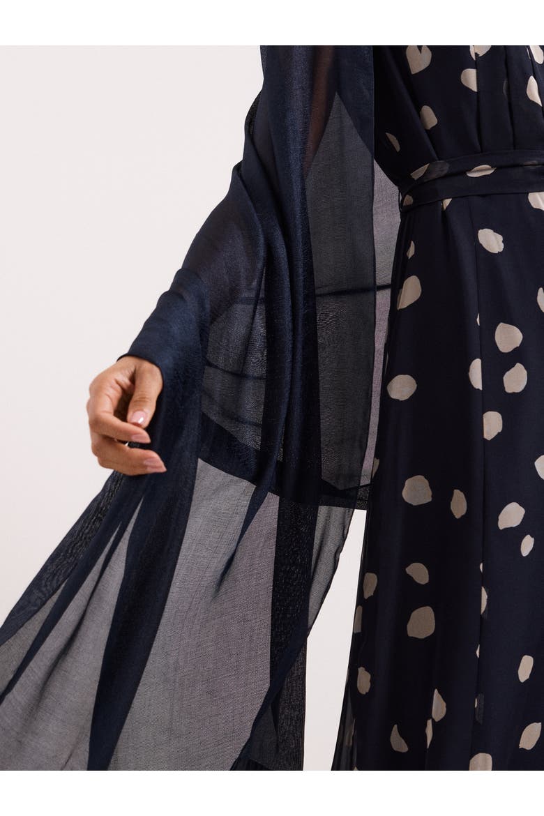 Satin Trim Scarf, Alternate, color, Navy