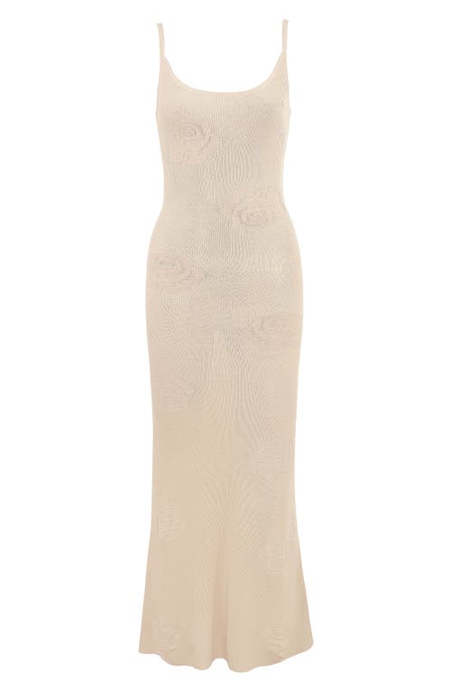 House Of Cb Dara Rose Embroidered Rib Knit Maxi Dress In White