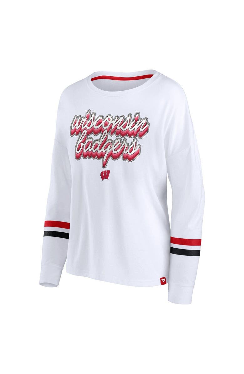 FANATICS Women's Fanatics Branded White Wisconsin Badgers Retro Power Striped Long Sleeve T-Shirt, Alternate, color, 