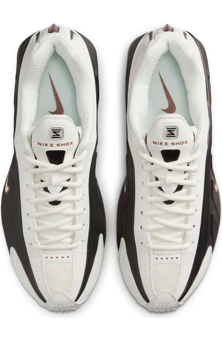 Jordan Shox R4 Sneaker, Alternate, color, Sail/ Sail/ Black/ Fauna Brown