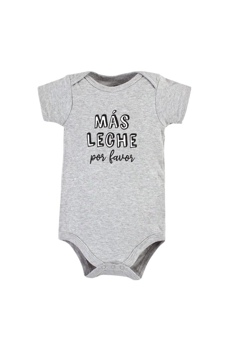 Hudson Baby Soft Cotton Bodysuit Triple Pack, Alternate, color, Leche Por Favor