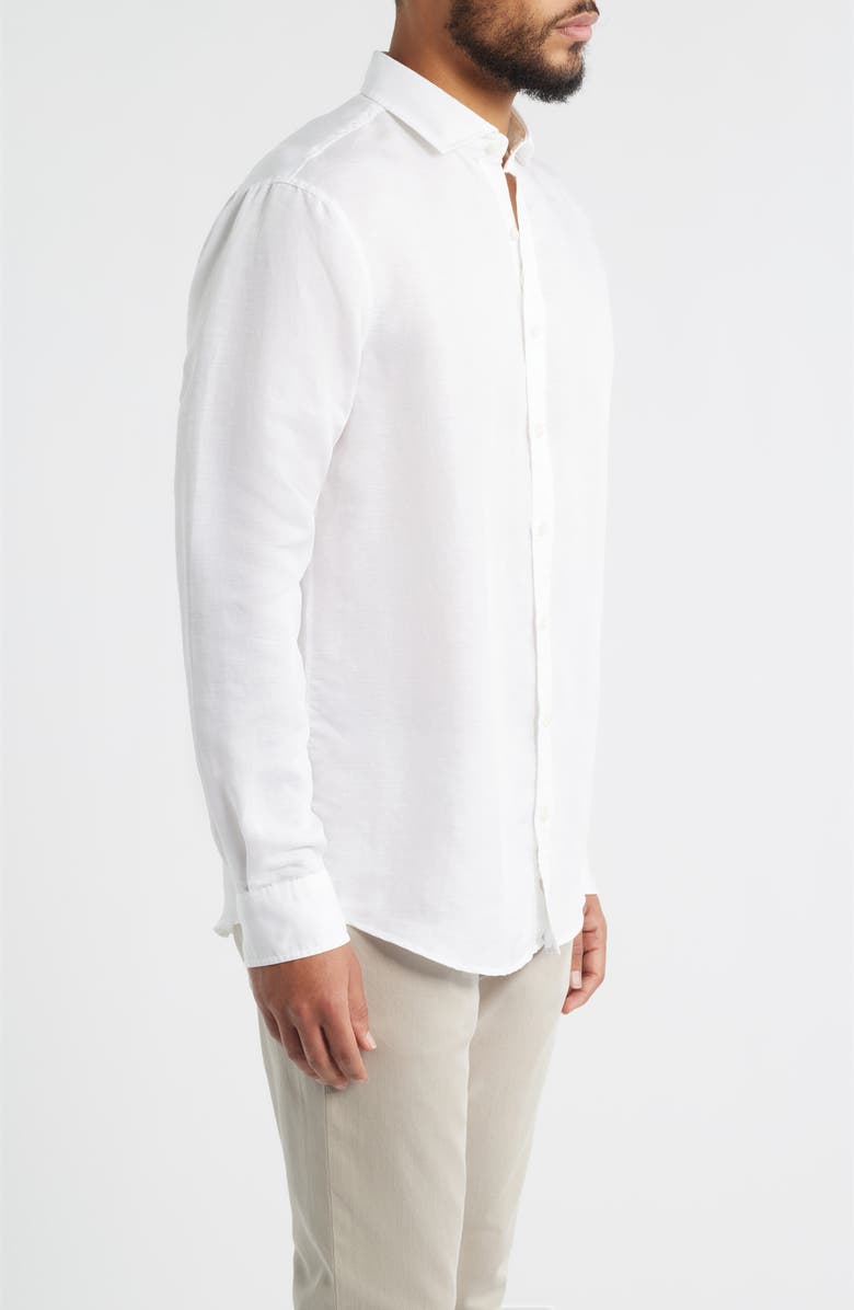 johnnie-O McCarthy Solid Linen Blend Button-Up Shirt, Alternate, color, White