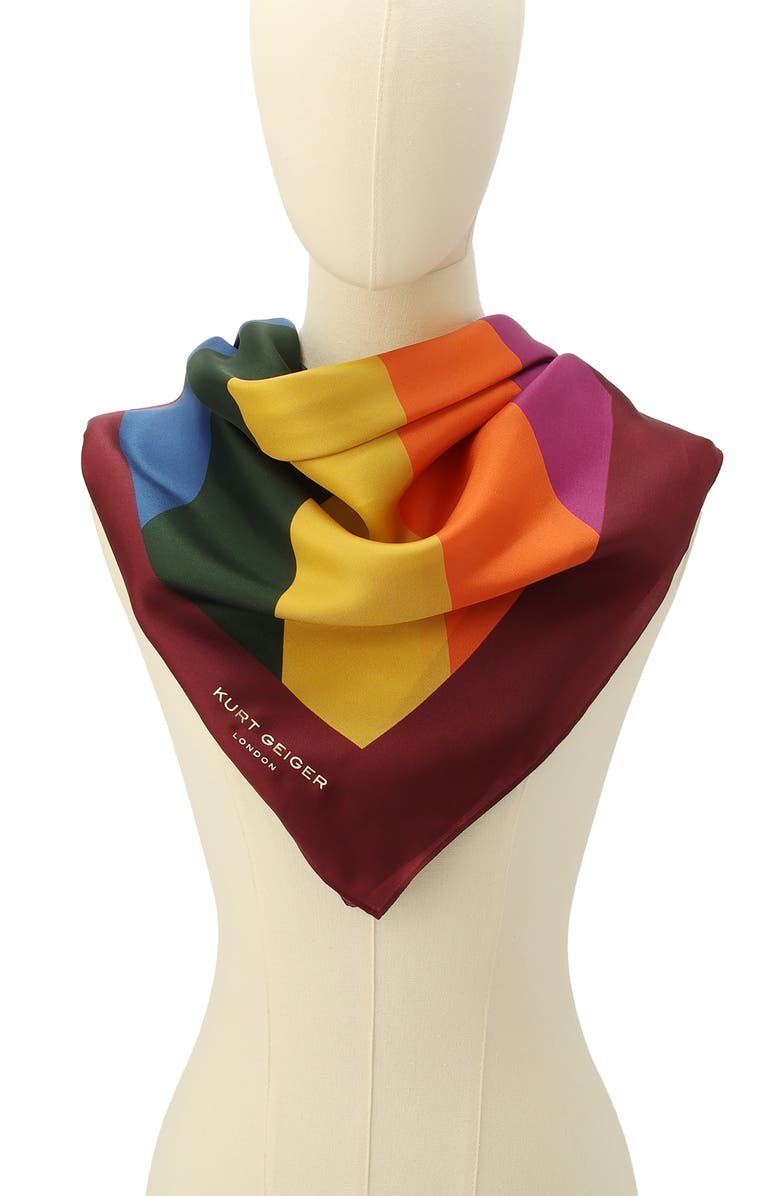 Kurt Geiger London Dark Rainbow Silk Square Scarf, Alternate, color, Dark Rainbow