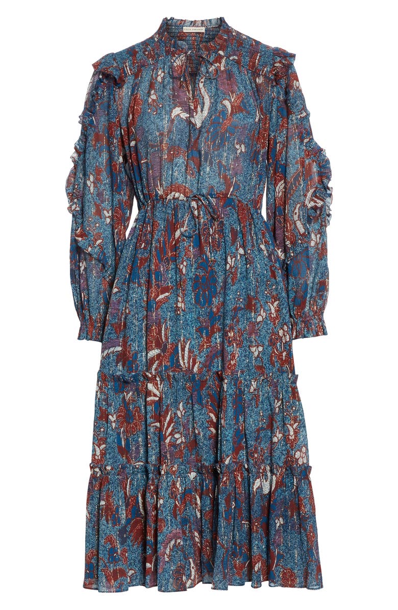 Ulla Johnson Paola Ruffle Long Sleeve Midi Dress, Alternate, color, 