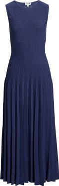STAUD Elyse Pleated Sleeveless Knit Maxi Dress