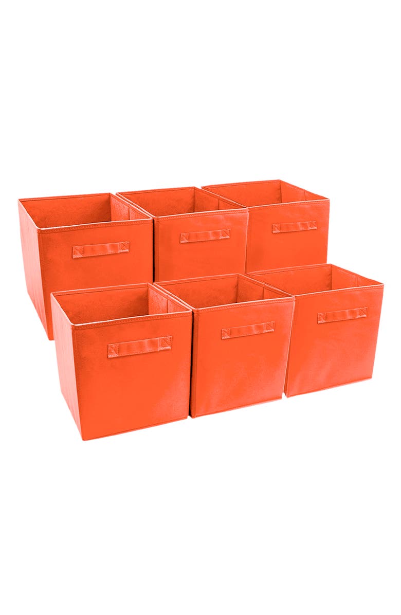 SORBUS Foldable Storage Cube Basket Bin - Set of 6 - Orange, Main, color, Orange