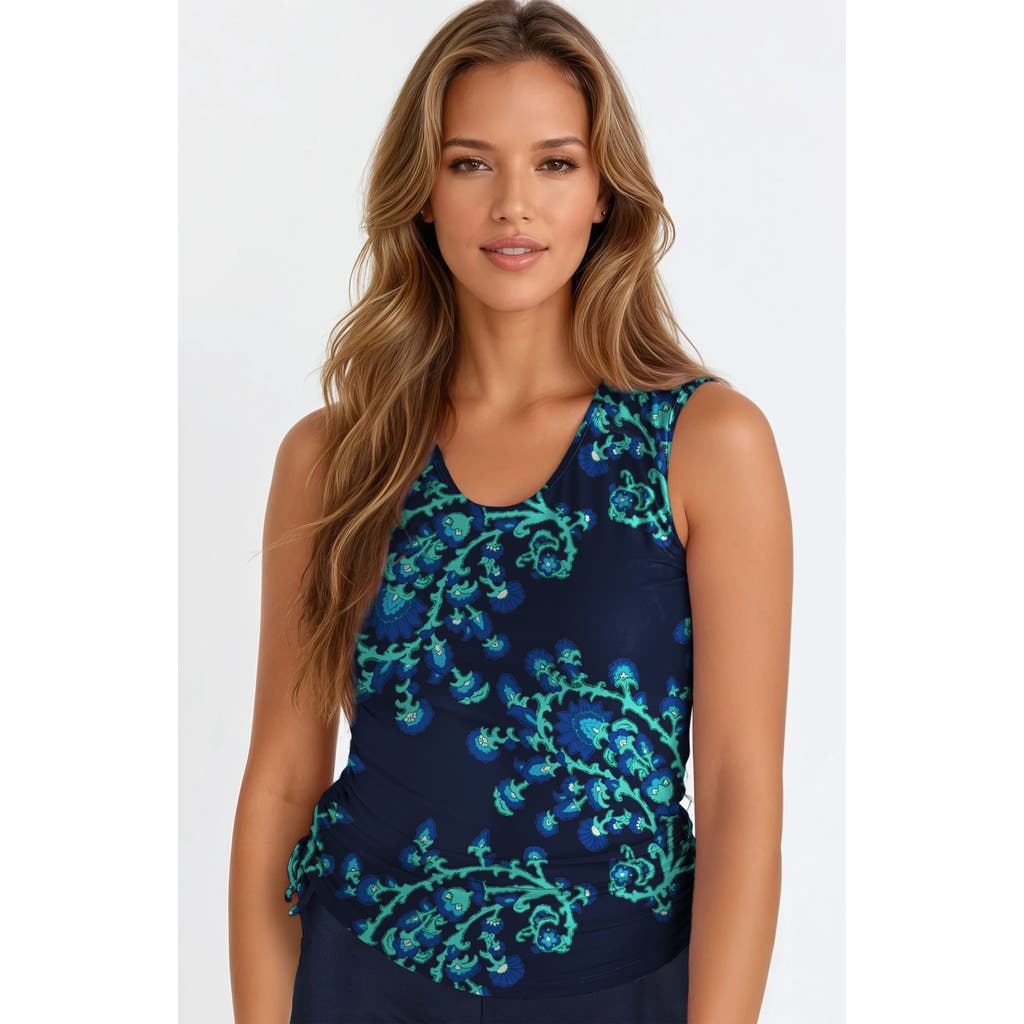 Calypsa Closed Back Maya Swim Top In Blue