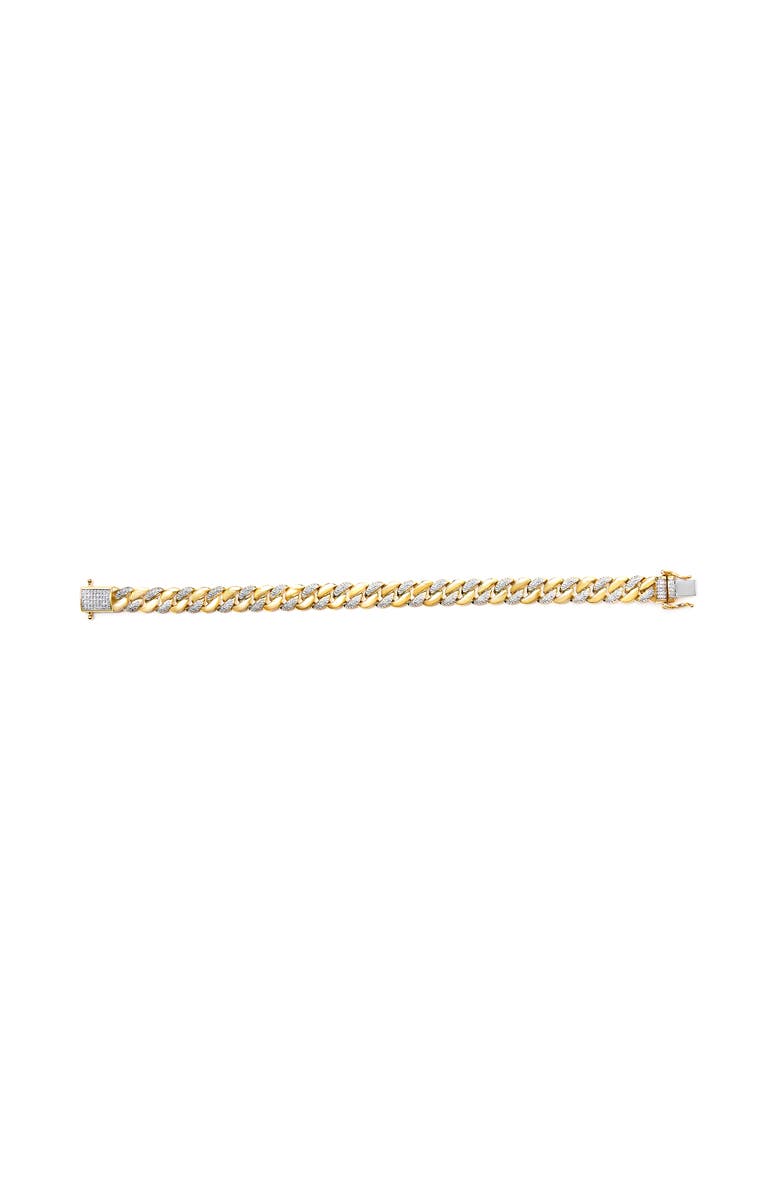 Haus of Brilliance 14K Gold Over Silver 3/8 Cttw Diamond Cuban Bracelet, Alternate, color, Yellow Gold Over Silver